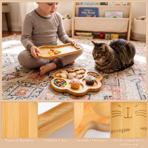 Sintuff 2 Pcs Cute Cat Paw Shaped Charcuterie Board, Bamboo Serving