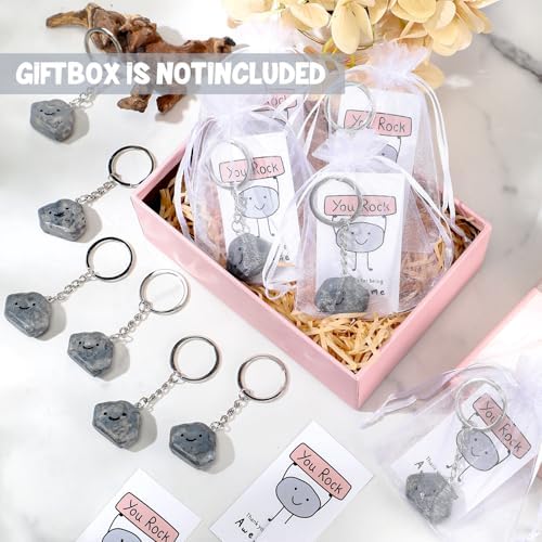 30 Set Inspirational You Rock Gift Smile Stone Keychain with Positive