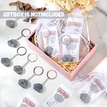 30 Set Inspirational You Rock Gift Smile Stone Keychain with Positive