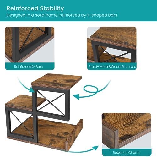 ELITEROO Desk Shelf Organizer, Wood Desktop Organizer Small Bookshelf
