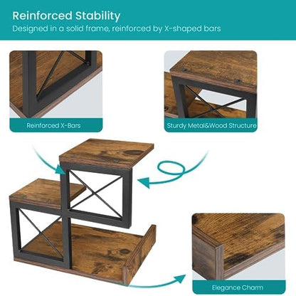 ELITEROO Desk Shelf Organizer, Wood Desktop Organizer Small Bookshelf
