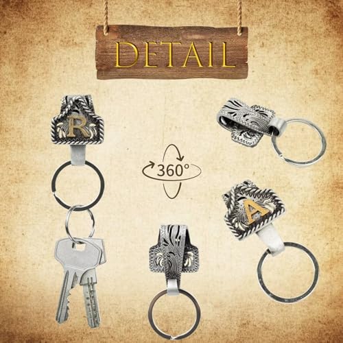 XZYLY Vintage Western Cowboy Letter Keychain,Handmade Metal A-Z