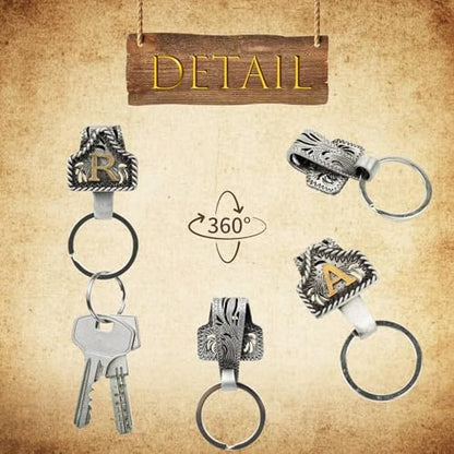 XZYLY Vintage Western Cowboy Letter Keychain,Handmade Metal A-Z