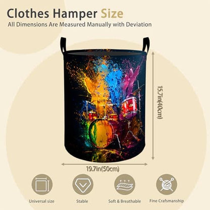 Drum Set Laundry Basket Hamper for Boys Girls Kids Adults, Foldable