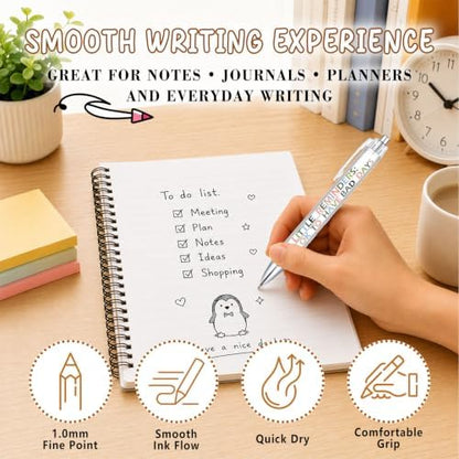 6-Piece Motivational Pen Set, Inspirational Ballpoint Pens for Staff