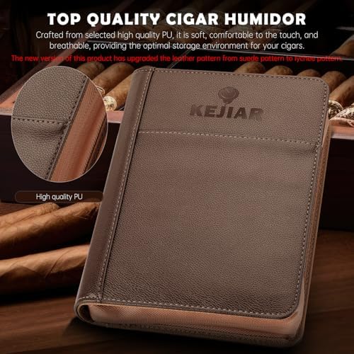 KEJIAR Cigar Humidor Case, Portable Cigar Box with Straight Cutter, V