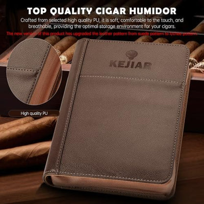 KEJIAR Cigar Humidor Case, Portable Cigar Box with Straight Cutter, V