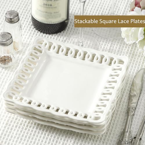 Ceramic Square Dinner Plates, 11 inch Square Serving Plate Set of 4