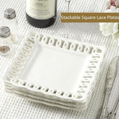 Ceramic Square Dinner Plates, 11 inch Square Serving Plate Set of 4