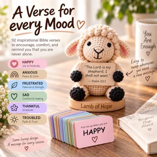 Lamb of Hope Crochet with 92 Bible Verse Signs - Christian Gifts for