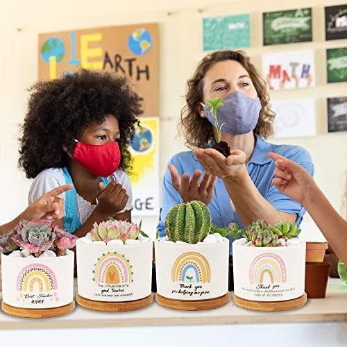 Kolewo4ever 9 Pieces Teacher Appreciation Gifts Ceramic Succulent