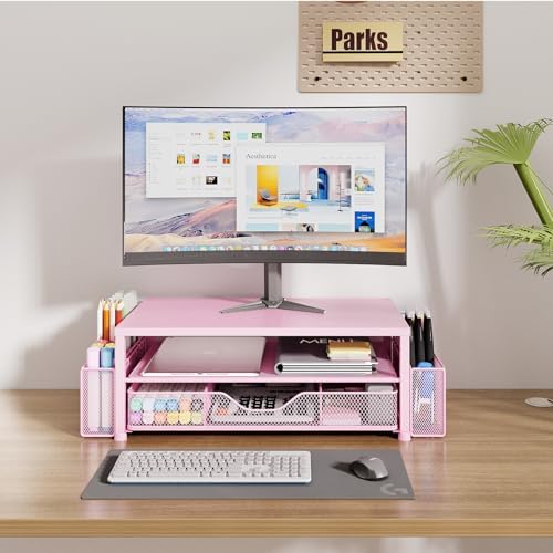 OPNICE Desk Organizer and Accessories, 2-Tier Computer Monitor Stand