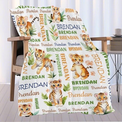 Aniruddha Custom Tiger Name Baby Blanket,Personalized Baby Blanket for