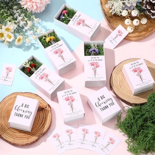 Wonderjune 24 Sets Mini Flower Thank You Gifts Bulk for Women, Pink