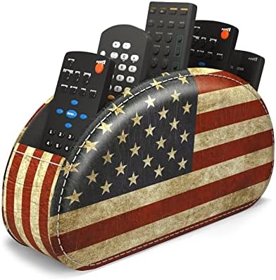 Leather Remote Caddy Desktop Organizer with 5 Spacious Compartments