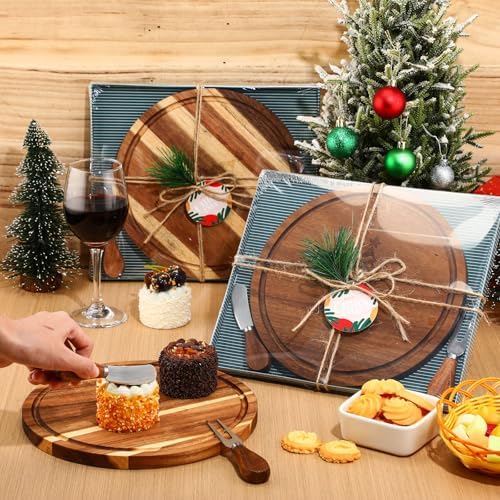 Sawysine 8 Christmas Charcuterie Board Gifts with Knife Fork, 9.84"