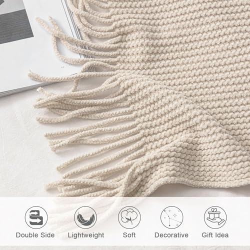 lifein Chenille Throw Blanket 50x60 - Soft Boho Knitted Blanket for