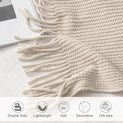lifein Chenille Throw Blanket 50x60 - Soft Boho Knitted Blanket for