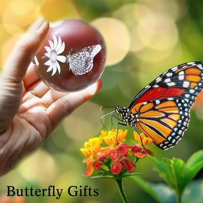 IFOLAINA 3D Butterfly Crystal Ball Gifts Ideas for Girlfriend Wife Mom