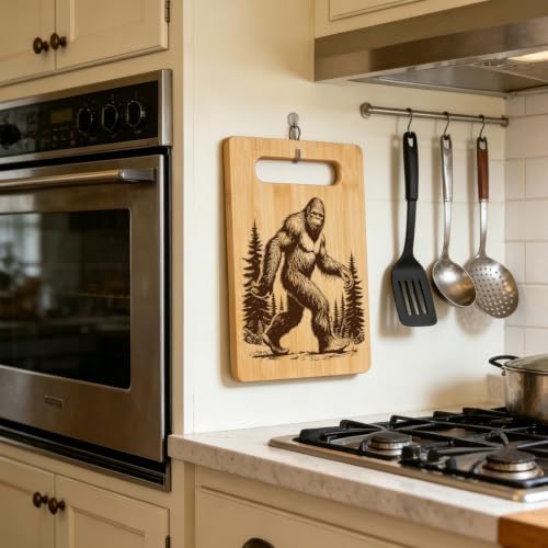 Bigfoot Sasquatch Bamboo Cutting Board for Men Women Campers