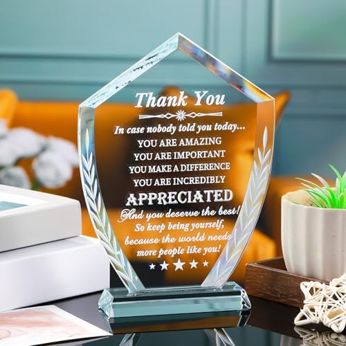 Movdyka Thank You Gift for Women Men, Engraved Crystal Appreciation