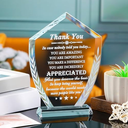 Movdyka Thank You Gift for Women Men, Engraved Crystal Appreciation