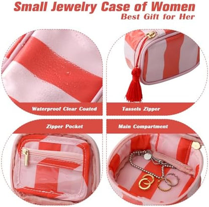 Travel Jewelry Case, Pink and Orange