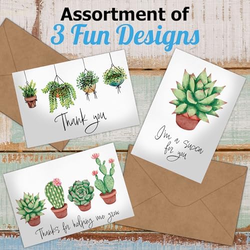 Pro Supply Global 24 Count of 4x6 Pre-Folded Succulent Thank You Cards