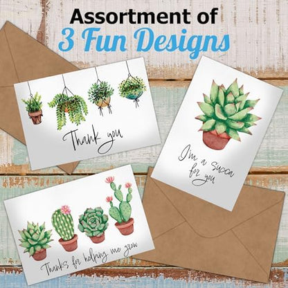 Pro Supply Global 24 Count of 4x6 Pre-Folded Succulent Thank You Cards