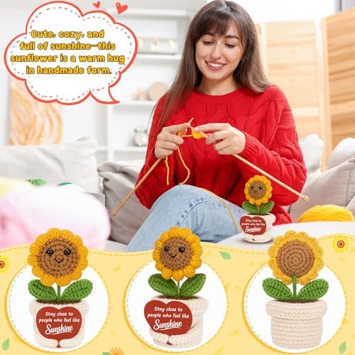 Handmade Crochet Sunflower Plant Thinking of You Gifts for Women