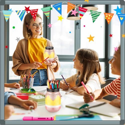 Funnymoom 2 Pcs 2026 Back to School Glitter Mason Jar, Pencil Apple