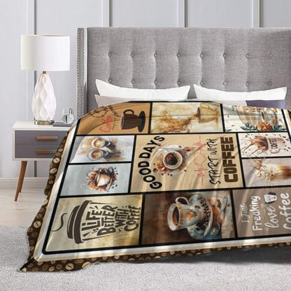 jerkboo Coffee Blanket Drink Cup Throw Blankets Gifts for Girls
