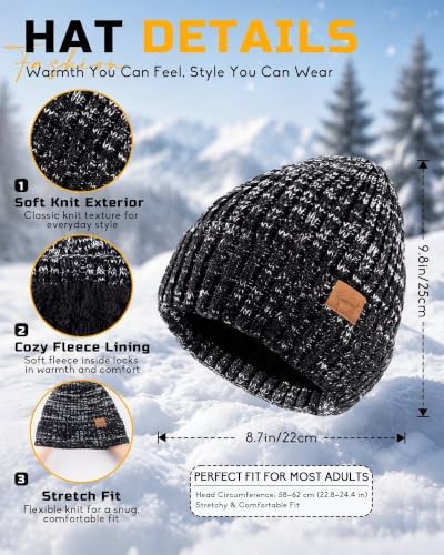 Winter Hat Gloves Scarf Headband Set for Men Women, 4 in 1 Warm Gifts