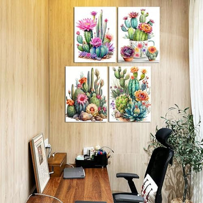 Lanzeyo Diamond Art Kits for Adults 4 Pack Succulent Diamond Painting