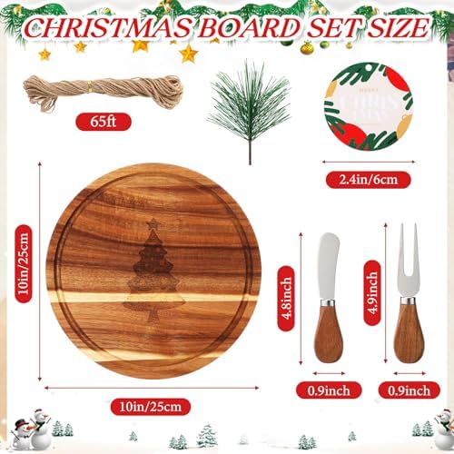 Sawysine 8 Christmas Charcuterie Board Gifts with Knife Fork, 9.84"