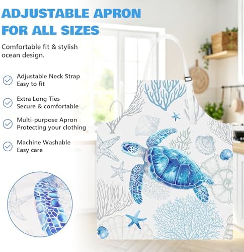HUFAND 8 Pcs Sea Turtle Gifts for Women Kitchen Decor Cooking Utensils
