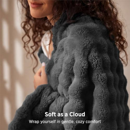 Bedsure Cloud Bubble Soft Throw Blanket for Couch, Dark Grey, 50"×60"