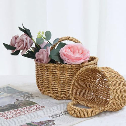 Wall Hanging Basket for Kitchen Fruit Mail Storage, Brown Imitation