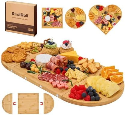 Magnetic Bamboo Charcuterie Board Set, 3-Piece Serving Tray