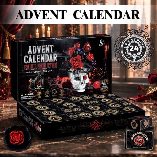Gothic Advent Calendar 2026 - Skull & Roses Flower Bouquet Toy