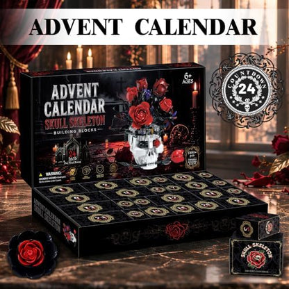 Gothic Advent Calendar 2026 - Skull & Roses Flower Bouquet Toy