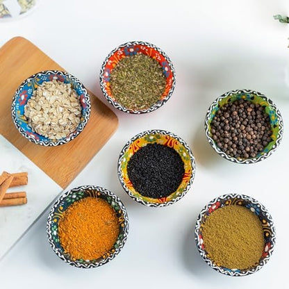 Ceramic Small Dipping Bowls Set of 6, 3.5 Oz Soy Sauce Dish, Handmade