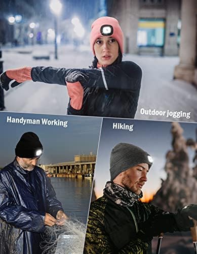 MELASA Unisex Beanie with The Light Hands Free Winter Beanie Gifts for