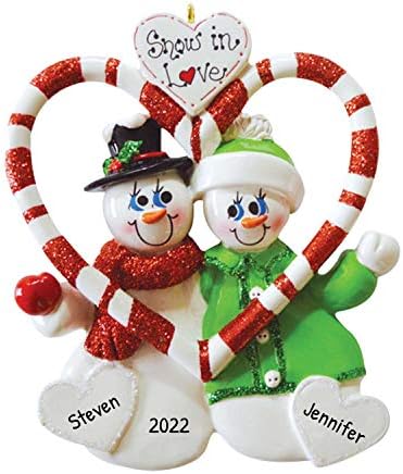 Personalized Our First Christmas Ornament 2026, Snowman Couple Candy
