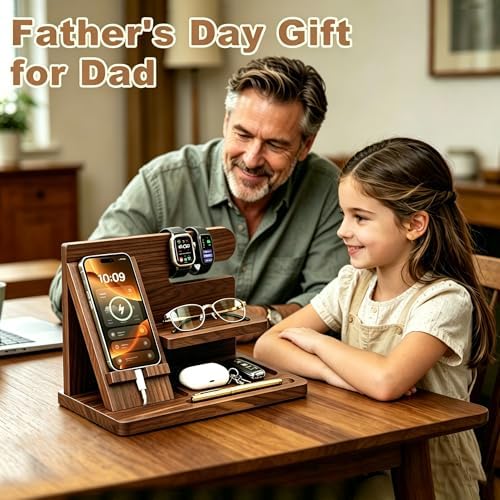 Gifts for Men Wood Phone Docking Station Birthday Gift for Men