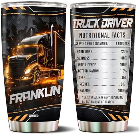 Personalized Tumbler Gifts for Truck Drivers Insulated 20oz Stainless