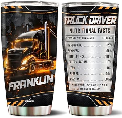 Personalized Tumbler Gifts for Truck Drivers Insulated 20oz Stainless