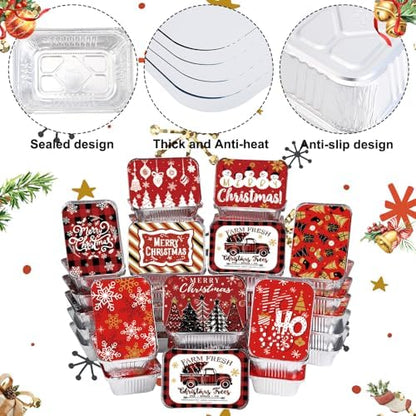 DIYDEC 36PCS Christmas Aluminum Food Containers Foil storage Tin with