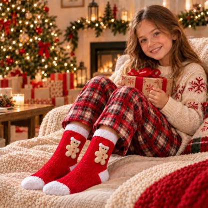 bropite Christmas Fuzzy Socks for Women With Cute 3D Plush Doll Charm