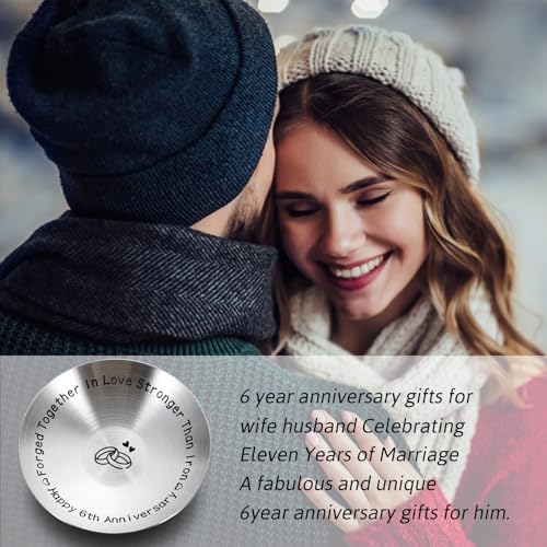 TI-EDC 6th Anniversary Iron Gifts for Her and Him - 4" Ring Holder